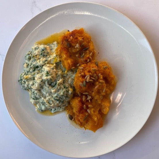 CREAMED SPINACH & HONEY ROAST BUTTERNUT